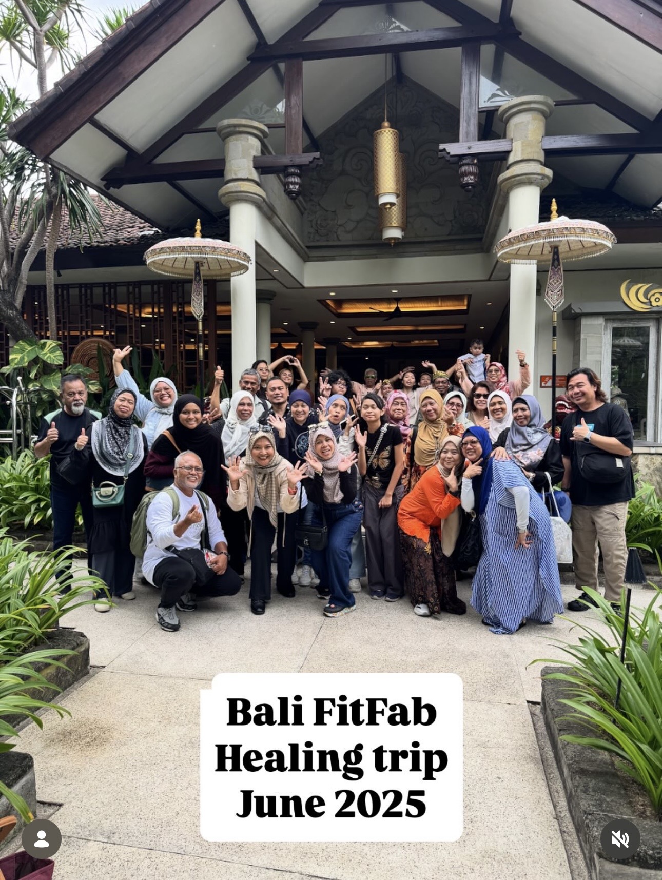 FitFab community group photo at the Bali healing trip in June 2025